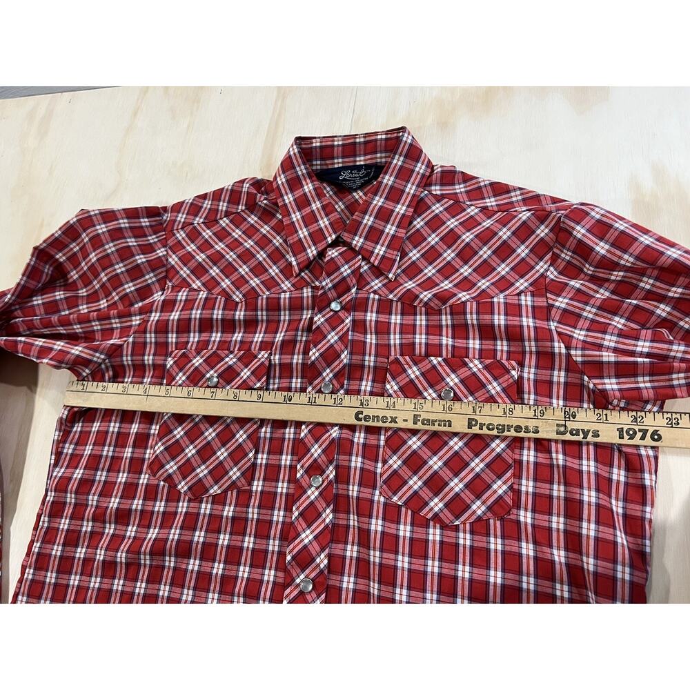 Lariat Western Pearl Snap Work Shirt Size Large Cowboy Rodeo Festival VTG - Picture 7 of 10